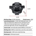 Stage Light - Manufacturer 120W Six-Arm LED Zoom DMX RGBWA IP33 Chrome DJ Disco