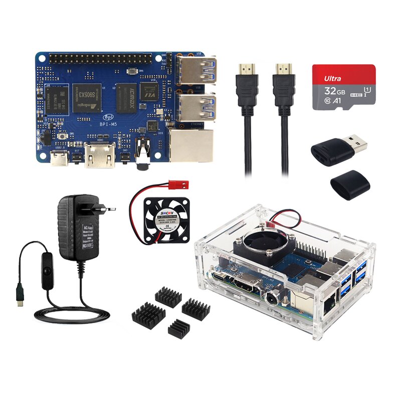 Starter Kit - Manufacturer Banana PI M5 S905X3 4GB LPDDR4 16GB eMMC Gigabit Case