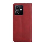 Phone Case - Manufacturer Vivo Y22s Calfskin Wallet Magnetic Solid Color Lightweight