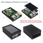 ABS Case - Manufacturer Raspberry Pi 4B Black Plastic 3.5" Screen LCD Fan Support