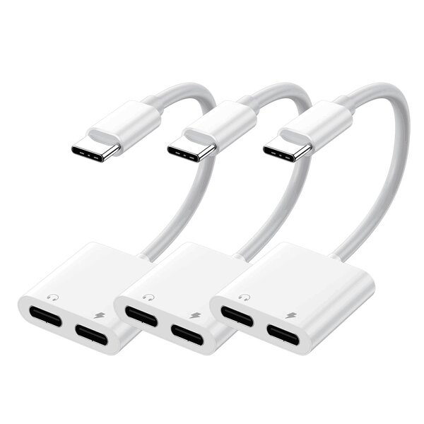 USB C Splitter - Manufacturer Dual USBC 2-in-1 PD 60W iPhone16 Laptop Audio Dongle