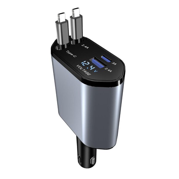 Car Charger - Manufacturer 100W PD 4 in 1 Dual Retractable Cable Fast Charging Universal