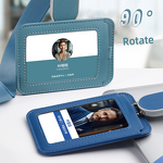 ID Badge Holder - Manufacturer Minimalist PU Leather Retractable Neck Strap Office Worker