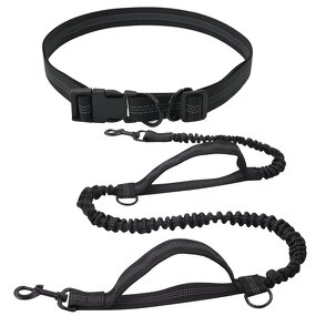 Dog Leash - Manufacturer Dual Handle Nylon Stormproof Elastic Pet Running Outdoor Waist Belt