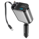 Car Charger - Manufacturer 4 in 1 65W Retractable Voltage Display iPhone Cargadores Para Celular