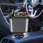 Car Charger - Manufacturer 4 in 1 Retractable 45W Dual USB Voltage Display iPhone16 Pro Max