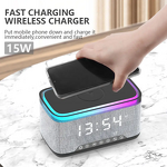 Alarm Clock Speaker - Manufacturer RGB LED Adjustable Wireless Charger FM Radio 6 in 1