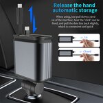 Car Charger - Manufacturer 4 in 1 Retractable 60W LED Display 4 Ports Super Fast Charging