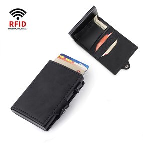 Card Holder - Manufacturer Men's Aluminium RFID Blocking Auto Pop Anti-Theft PU Wallet