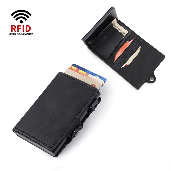 Card Holder - Manufacturer Men's Aluminium RFID Blocking Auto Pop Anti-Theft PU Wallet