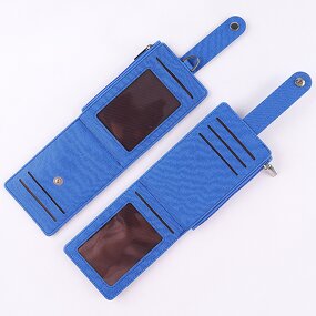 Card Holder - Manufacturer Foldable PU Leather Zipper Coin Purse Key Ring Neck Strap