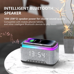 Alarm Clock Speaker - Manufacturer RGB LED Adjustable Wireless Charger FM Radio 6 in 1