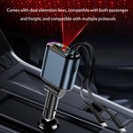 Car Charger - Manufacturer C9 LED 4 in 1 Retractable Ambient Light Fast Charging Adapter