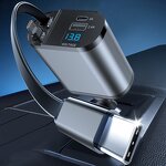 Car Charger - Manufacturer 4 in 1 65W Retractable Voltage Display iPhone Cargadores Para Celular