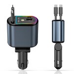 Car Charger - Manufacturer C9 LED 4 in 1 Retractable Ambient Light Fast Charging Adapter