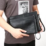 Men's Handbag - Manufacturer PU Leather Anti-Theft Envelope Zipper Business Casual Travel