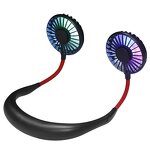 Neck Fan - Manufacturer Dual-Wearable Hanging LED Light Rechargeable 3-Speed Sports Travel