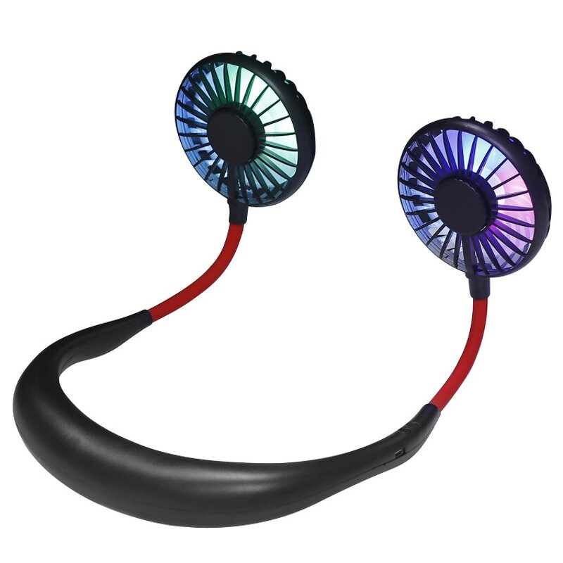 Neck Fan - Manufacturer Dual-Wearable Hanging LED Light Rechargeable 3-Speed Sports Travel