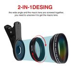 Phone Camera Lens Manufacturer - 0.45X Wide Angle & 15X Macro 2 in 1