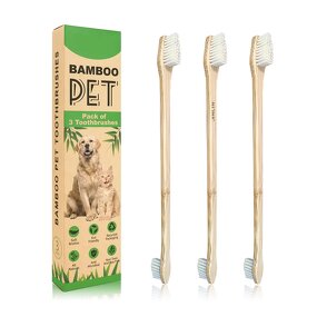 Toothbrush - Manufacturer Dual-Ended Bamboo Pet Small/Large Heads 100% Natural