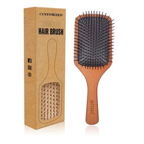 Hairbrush - Manufacturer Private Logo Bamboo Black Paddle Nylon Salon Hairdressing