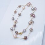 Pearl Necklace Manufacturer - 001N 9-12mm Edison Gold Plated for Women