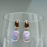 Pearl Earrings Manufacturer - 009E Baroque Drop Hoop Gold Plated for Women