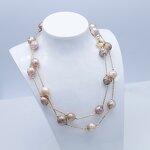 Pearl Necklace Manufacturer - 001N 9-12mm Edison Gold Plated for Women