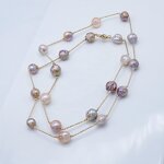 Pearl Necklace Manufacturer - 001N 9-12mm Edison Gold Plated for Women
