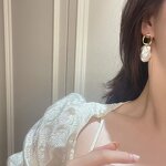 Pearl Earrings Manufacturer - 007E Baroque Drop Hoop Gold Plated for Women