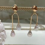 Pearl Earrings Manufacturer - 002E Baroque Drop Hoop Gold Plated for Women