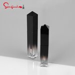 Lip Gloss Tube - Manufacturer Square Gradient Black Empty Lip Gloss Packaging With Wand