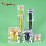 Cosmetic Set - Manufacturer 5g-50g Jar 15ml-100ml Square Matte Black Gold Plastic Set