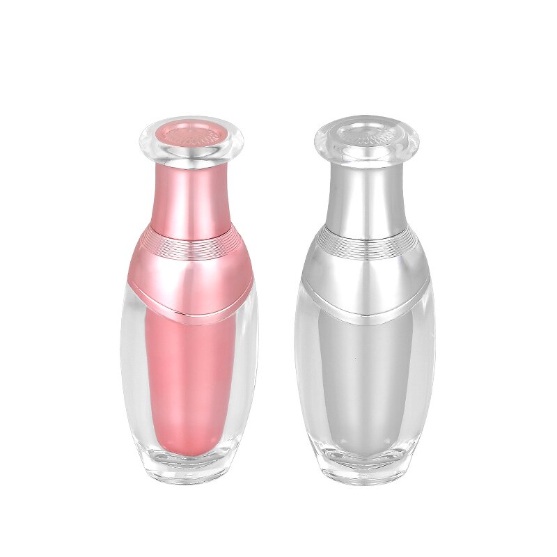 Cosmetic Bottle - Manufacturer 50ml Double Wall Pink Silver Acrylic Lotion Pump Jar