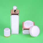 Cosmetic Set - Manufacturer Rose Gold 50ml Lotion Pump Acrylic Cream Jar Skin Care Set