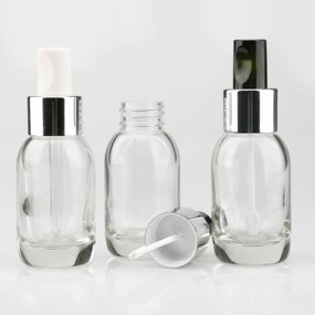 Serum Bottle - Manufacturer 30ml Rose Gold Clear Glass Essential Oil With Brush