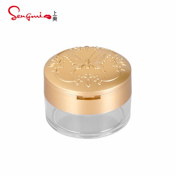 Loose Powder Box - Manufacturer 50g Gold Lip Butterfly Clear Acrylic Setting Powder