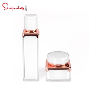 Cosmetic Set - Manufacturer Rose Gold 50ml Lotion Pump Acrylic Cream Jar Skin Care Set
