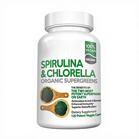 Spirulina Capsules Manufacturer - 120-grain with Chlorella Chlorophyll Vegetarian