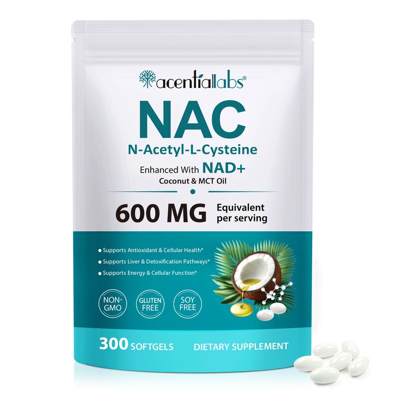 NAC Capsules - Manufacturer 600mg 300Softgels N-acetyl Cysteine NAD Antioxidant