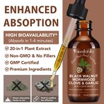 Black Walnut Drops - Manufacturer 60ml Non-GMO Garlic Digestive Immune Support