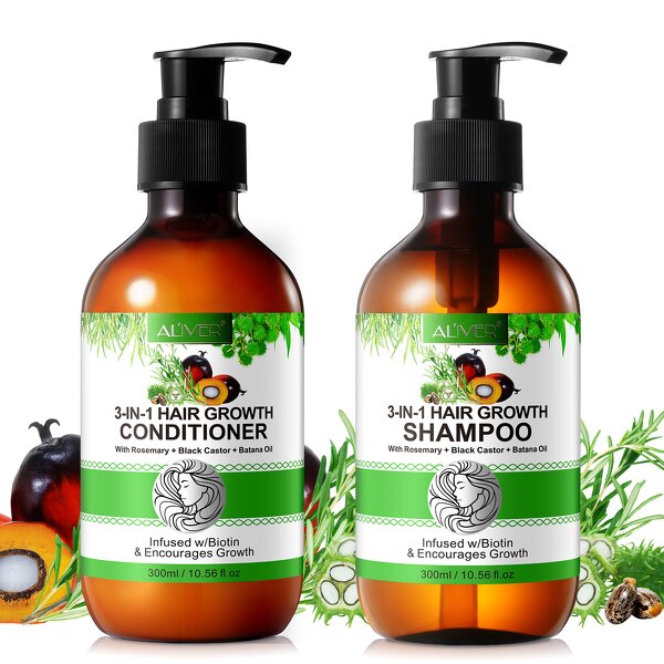 Hair Growth Shampoo - Manufacturer 300ml Rosemary Castor Batana 3 in 1 Strengthen