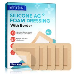 Silicone Foam Dressing - Manufacturer 5Packs 4in*4in Waterproof Absorbent