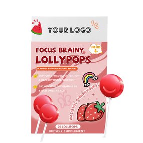 Brainy Lollipop - Manufacturer Watermelon Strawberry Omega 3 B6 B12 Focus