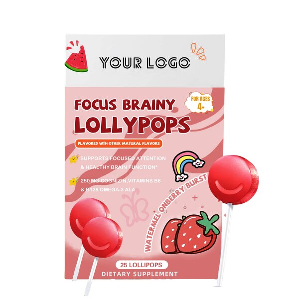 Brainy Lollipop - Manufacturer Watermelon Strawberry Omega 3 B6 B12 Focus
