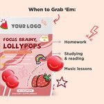 Brainy Lollipop - Manufacturer Watermelon Strawberry Omega 3 B6 B12 Focus