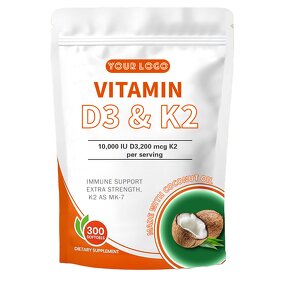 Vitamin D3 K2 Capsules - Manufacturer OEM/ODM Immune Heart Bone Health Easy Swallow