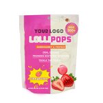 Strawberry Lollipops - Manufacturer Direct 12Pc Bag Ball Flat Hard Fruit Candy
