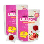 Strawberry Lollipops - Manufacturer Direct 12Pc Bag Ball Flat Hard Fruit Candy