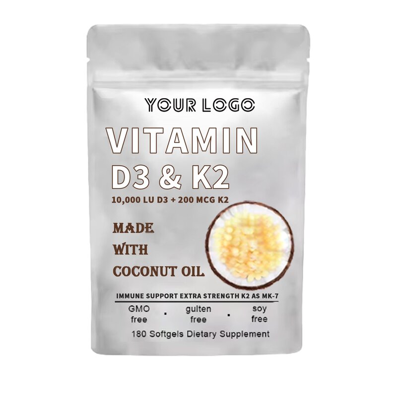 Vitamin D3 K2 Softgels - Manufacturer Coconut Oil Calcium Bone Heart Health